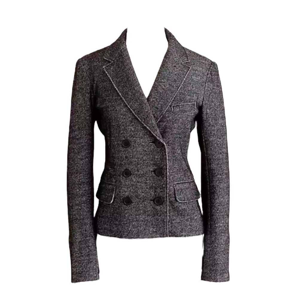 Women's J Crew Thandie Gray Marbled Double-Breasted Wool Blend Blazer Sz. 0